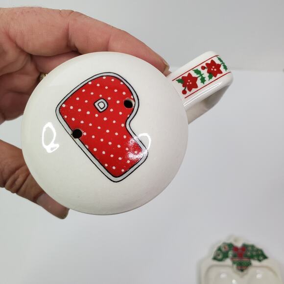 VTG Salt & Pepper Shakers Christmas Stocking Tree Quilted Garden Patch Enesco - Picture 11 of 16